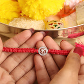 925 Pure Silver Om Ganesha Design Diamond Rakhi